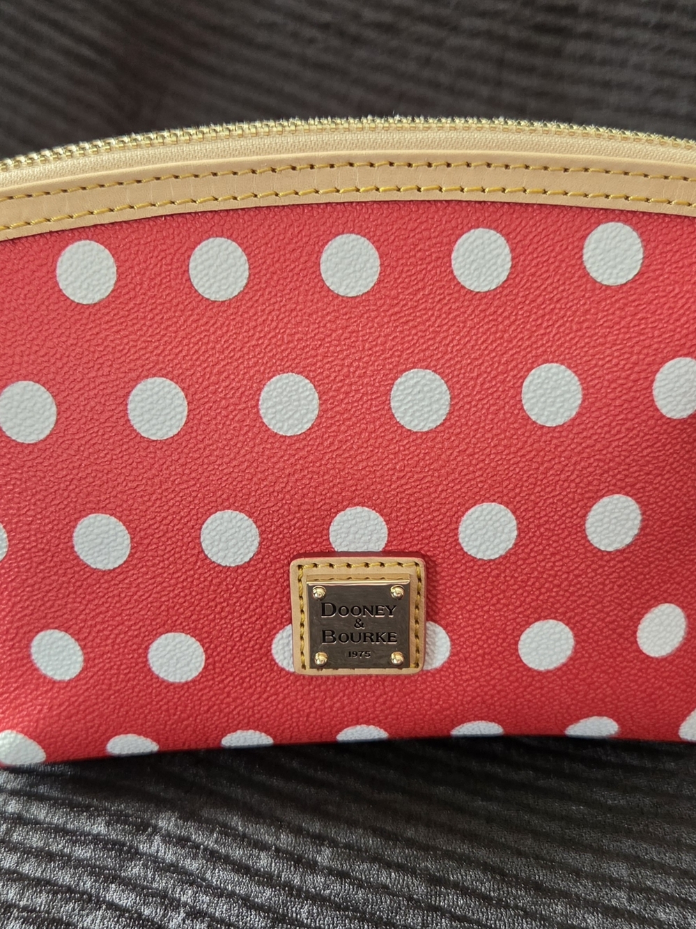 Dooney & Bourke New Red w/white Polka Dots Cosmetic Pouch w/tags NWT